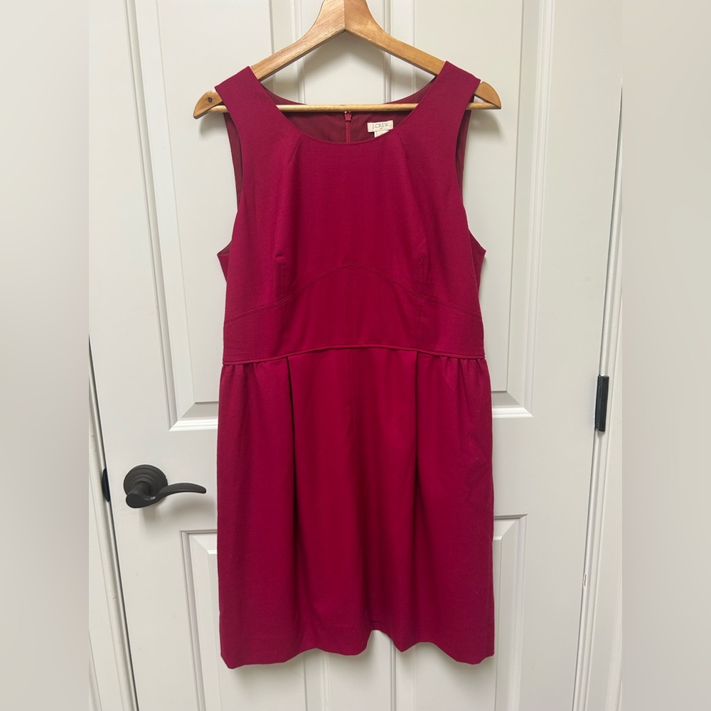 J. Crew Sleeveless Raspberry-Red Sheath Dress